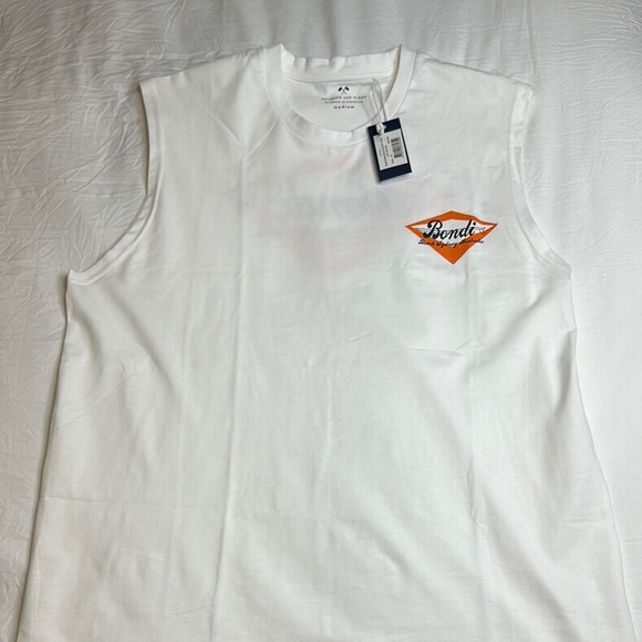 White and Orange Sleeveless Tank Top with Textured Fabric - Picture 1 of 4